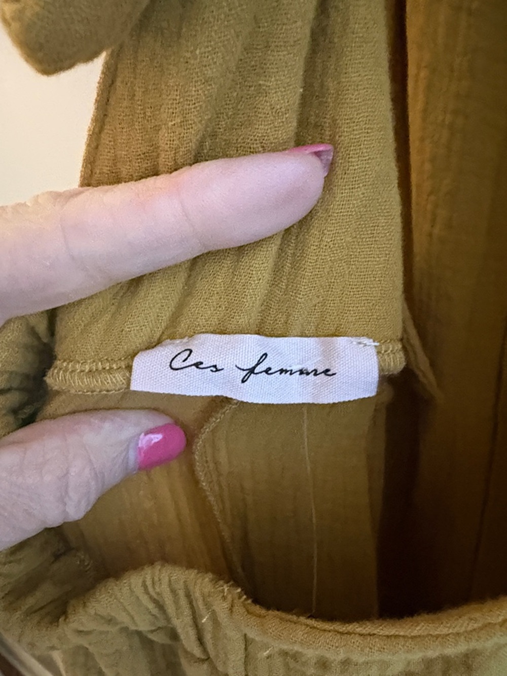 Ces Femme Mustard Yellow Wide-Leg Jumpsuit with Pockets - Picture 3 of 3